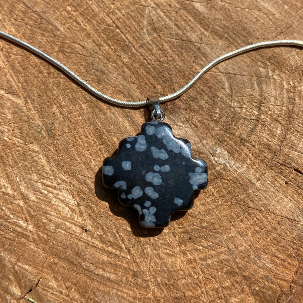 Snowflake obsidian pendant